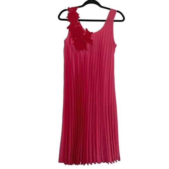 New P.A.R.O.S.H. pink accordion pleated knee length dress size 4 XS oversized - Picture 7 of 14